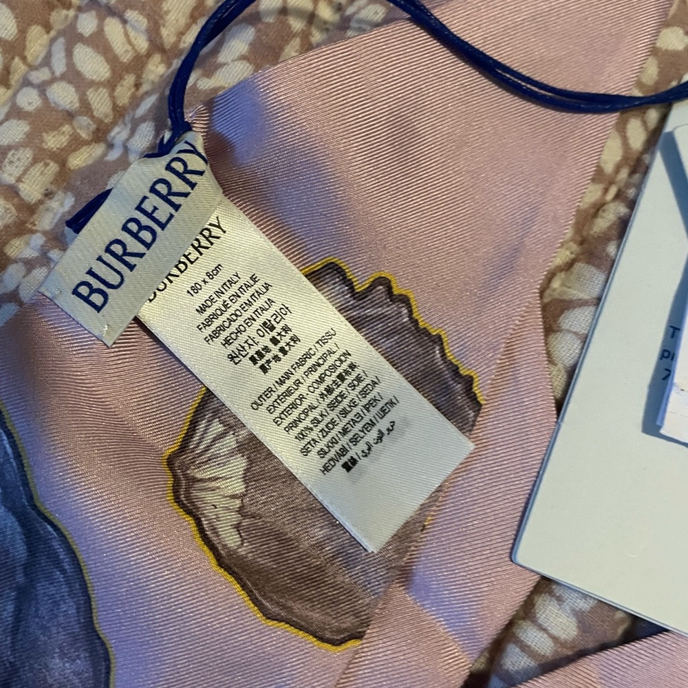 NWT Burberry Wilting Poppies Silk Skinny Scarf - Picture 9 of 10